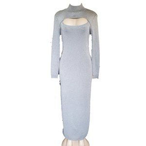 Adrianne Papell Long Grey Shimmer Evening …